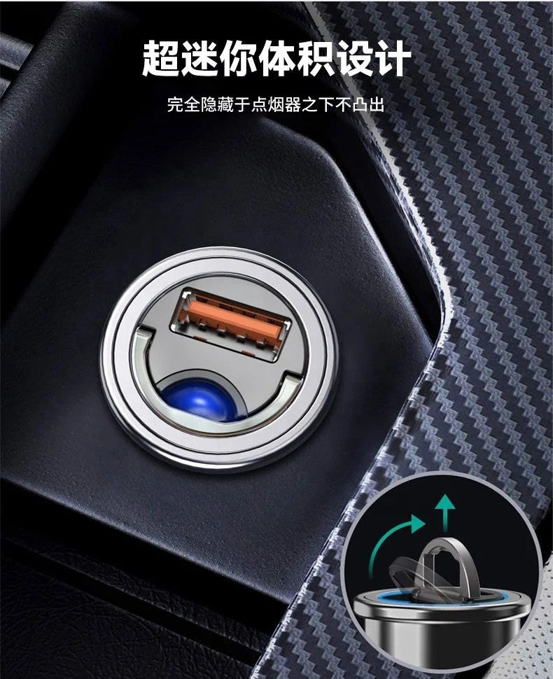 Bluejw Metal Pull Ring PD30W Super Fast Car Charger, 100W Invisible Car Charger Adapter, QC3.0 Automobile Chargers for iPhone & Android - Image 3